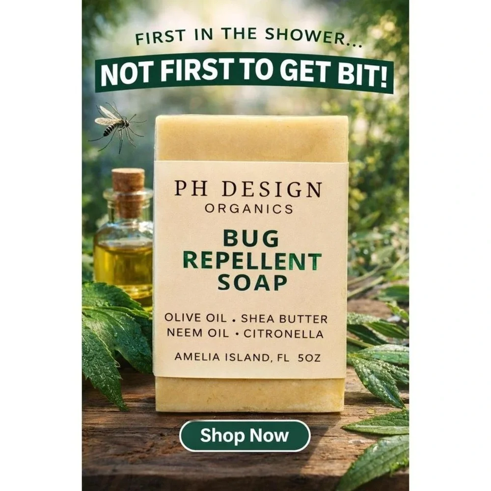 BUG REPELLENT SOAP OLIVE OIL SHEA BUTTER NEEM OIL CITRONELLA  5OZ‎